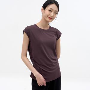 [지센] 셔링 민소매 티셔츠 LCTSN423_BR
