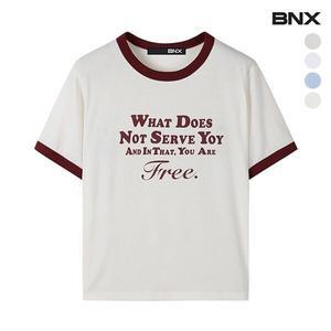 [BNX]프리 레터링 라인 배색 반팔 티셔츠 (BW2TS035L0)