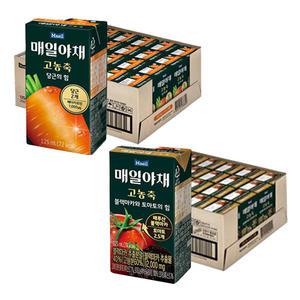 매일유업 매일야채 고농축 블랙마카와 토마토의 힘, 125ml, 24개입, 1개 + 당근의힘, 125ml, 24개입, 1개