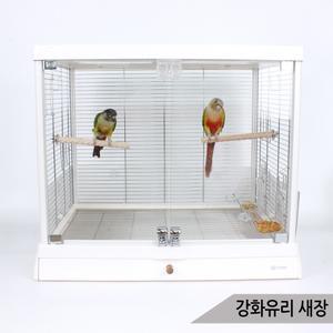 심플 강화유리 새장 앵무새 케이지 투명 용품 B6045SS