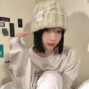 꽈배기 겨울 여자모자 카키색 뜨개 숏비니