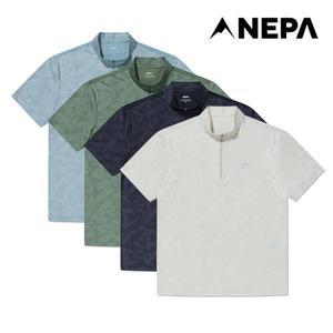 남성 마운틴 프린트 반팔 집업티셔츠 7I35405