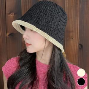 니트햇 배색 투톤 펀칭 뜨개모자 여성벙거지