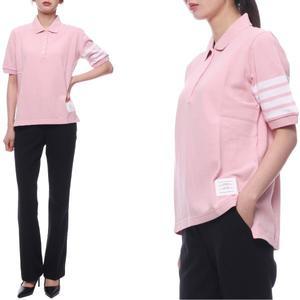 [톰브라운](마산점) 25SS 여성 사선 스트라이프 폴로 반팔티셔츠 (FJP052G 07976 680 25S)