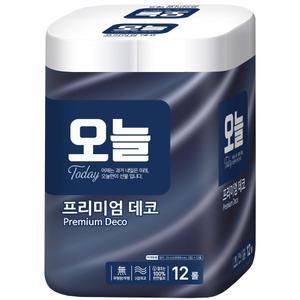 오늘 프리미엄 데코 천연 25m 3겹 12롤 두루마리 롤휴지 화장지