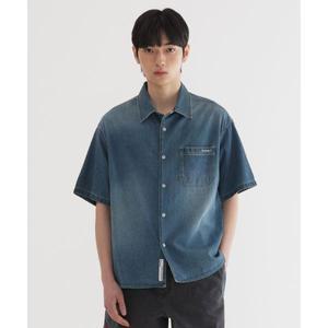 커버낫 COVERNAT 워싱 데님 하프 셔츠 Blue CO2502SS03BL 311957