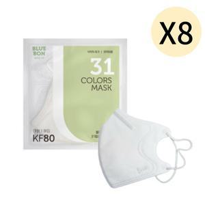 블루본 베이직 KF80 마스크 대형 화이트 추천 30매 X8