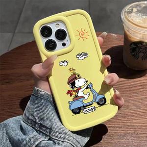 새로운 스누피 오토바이 드라이버 실리콘 전화 케이스 iPhone 16 15 14 13 12 11 Pro Max Xs Max 8 Plus 케이스 귀여운 소프트 커버