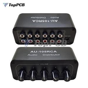 파워 앰프 보드 스피커 서브우퍼용 AU-105RCA 오디오 분배기, DC 12V 입력 5 믹서 사운드