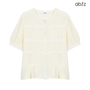 [ab.f.z/신상] 밑단 프릴 레이스넥 블라우스 (AFZ2MB36A)