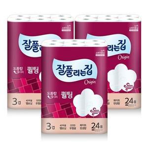 [잘풀리는집]퀼팅 3겹 광폭 화장지 (너비107mm) 30M x 24롤 x 3팩
