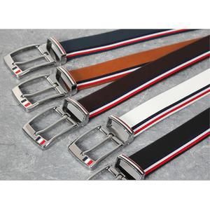 삼선라인 남성 캐주얼 가죽 허리 벨트 청바지 팬츠