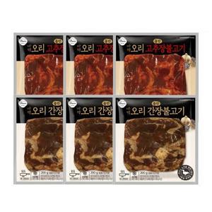 [무료배송] 올반 바짝 오리불고기 200g X 6팩 (고추장3팩+간장3팩)