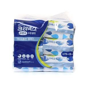 크리넥스 수앤수 코튼클린플러스 물티슈(Plus) 72매x6입