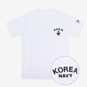 쿨드라이 해군 ROKN 로카반팔티 흰색 로카티 군인 군용 티셔츠