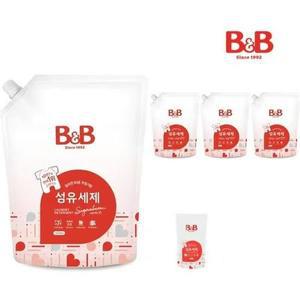 [비앤비]유아 섬유세제 1500ml 리필형 4입+증정품 800ml 1입