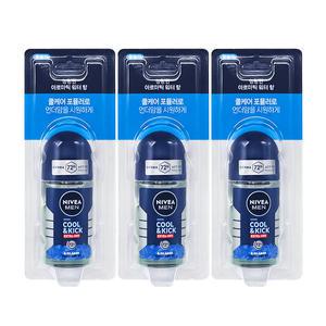 니베아 데오드란트 롤온 쿨킥 포맨 50ml 3개묶음