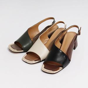 천연소가죽 미들커빙 컴포트 쿠션 미끄럼방지 펌프스 슬링백힐