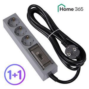 [홈365] 1+1 국산 4000w 고용량 멀티탭 3구 3m 그레이 블랙 / 에어컨 전기장판 온수매트 온풍기