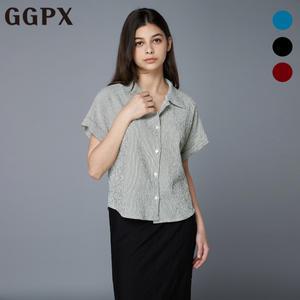 [롯데백화점]지지피엑스 카라넥 라인 패턴 크롭 셔츠 (GO7SH015F)