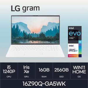 HMC/ LG 그램16 / 16Z90Q-GA5WK - DDR5 16GB / NVMe 256GB / WIN11H / i5-1240P / 350nit / 화이트