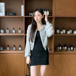 [옷자락]여성 간절기 여름 시스루 크롭 후드 긴팔 집업