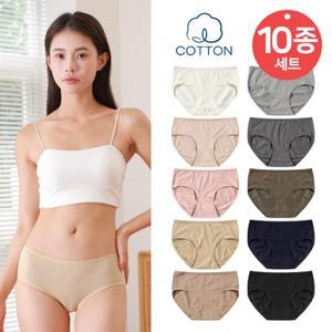 여성 면팬티 10종세트 [기획 순면 미디] 90~110 여성팬티
