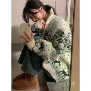 [기타]여성용 스웨터 캐주얼 루즈핏 긴팔 겨울 니트 외투 지퍼장식