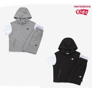 [롯데백화점]뉴발란스 KIDS RIDER_반팔 레이어드 후드 베스트 2p셋업 (NK9YF2601U)