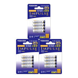 TOSHIBA IMPULSE AAA 950mAh 12알 500회 1.2V 충전지