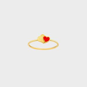[베티블루] 995 999 24K 순금 에나멜 더블 하트 여성 여자 1.45g 금 링 반지
