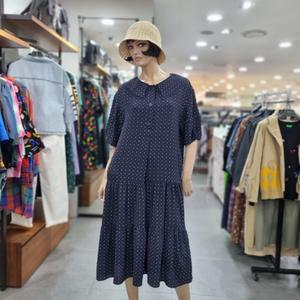 베네통/애플아울렛/와이드 겹 카라 프릴 롱 원피스/ BAOPA2531
