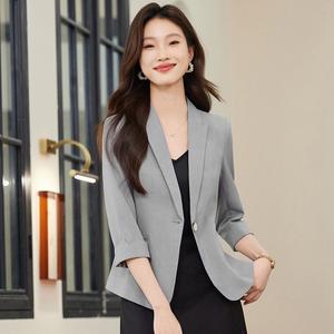 여자 정장자켓 그레이 정장 코트 여름 얇은 캐주얼 반팔 상의 dom1