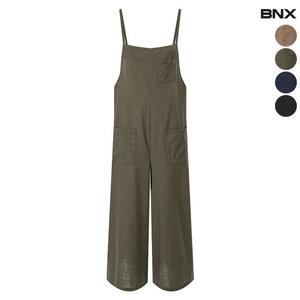[BNX] 여성 코튼 와이드 통 멜빵 팬츠