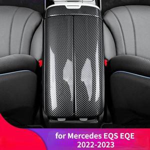 자동차 중앙 팔걸이 박스 커버, 메르세데스 벤츠 AMG EQS EQE 350 450 및 2022 2024, 카본 블랙 인테리어