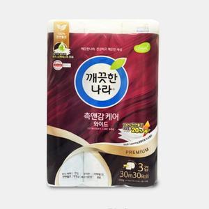 깨끗한나라 촉감앤케어 와이드 30m 30롤 화장지 두루마리 휴지실 3겹 30 고급 실용 두루말이 3겹30