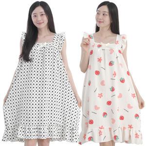여름잠옷 여성 프릴 원피스 민소매 빅사이즈 임산부 냉감