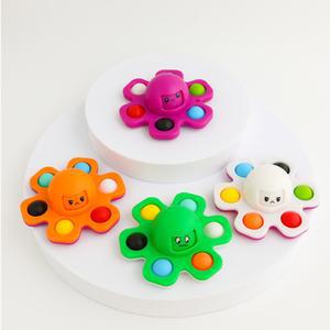 스트레스 해소 실리콘 인터랙티브 플립 문어 얼굴 변경 스피너 푸시 팝 버블 핑거 토이, 귀여운 스피너용