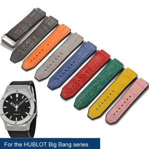 HUBLOT 빅뱅 시리즈 용  가죽 시계 스트랩 하단 실리콘 팔찌 액세서리 25mm * 19mm 도구 포함