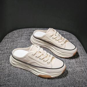 여성 캔버스 통굽 뮬 스니커즈 키높이 블로퍼 운동화