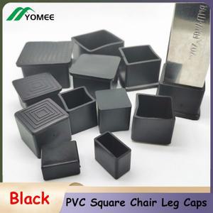 검은 사각형 PVC 고무 의자 테이블 다리 가구 파이프 엔드 캡 미끄럼 방지 바닥 보호 플러그