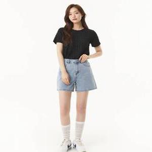 [플라스틱아일랜드]숏 데님 팬츠 PR2DP031