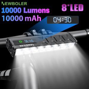 NEWBOLER 8LED 자전거 라이트 전면 10000LM 10000mAh 방수 손전등 USB 충전 MTB 도로 사이클링 램프 Access