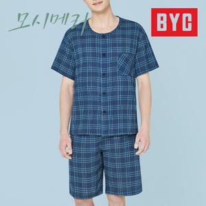 BYC 남성 모시메리 쿨 여름 잠옷세트 체크 파자마 ECF3042