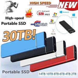 고속 30TB 1TB 500GB SSD 휴대용 외장 솔리드 스테이트 하드 드라이브 16TB 8TB USB3.0 인터페이스 100 기