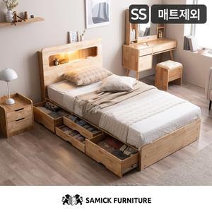 마레 LED 4단 수납 원목 침대 매트제외-슈퍼싱글 착불배송