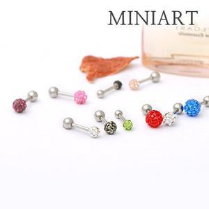 [미니아트] 4mm 미러볼 컬러볼 써지컬 스틸 피어싱 (한쪽)
