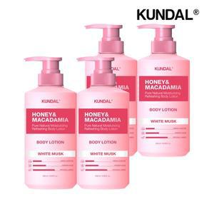 [쿤달]허니 앤 마카다미아 퓨어 바디로션 화이트머스크 500ml x4개