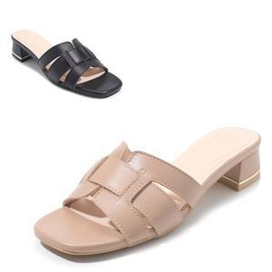 갤러리아 세라 여성 소가죽 스퀘어 스트랩 뮬 샌들 통굽 C23S410 컬러 2종 3CM