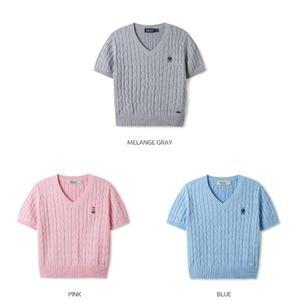 [후아유] Steve V-neck Short Sleeve Sweater (WHKAE2402F)